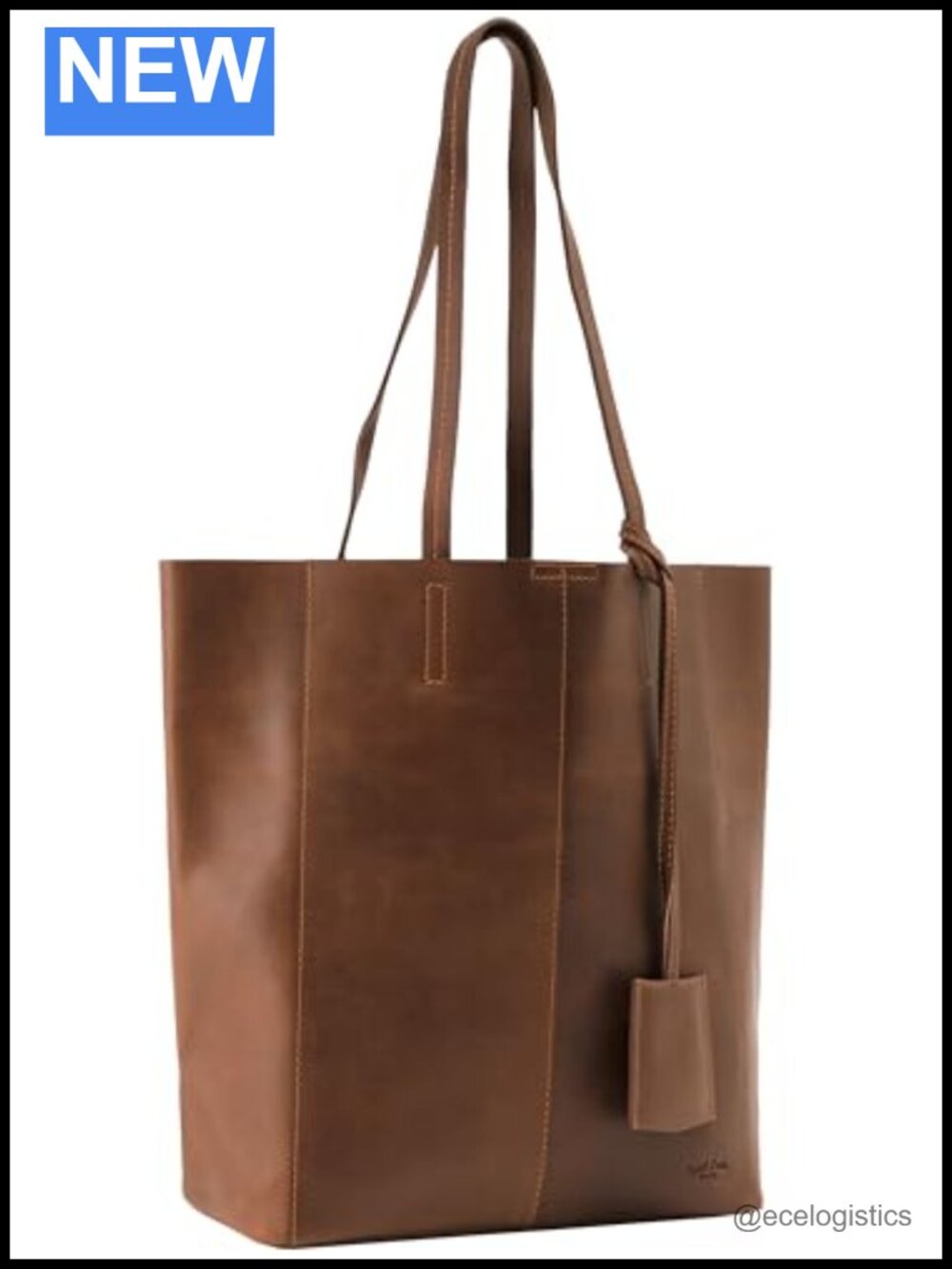 Genuine Cowhide Leather Tote Bag for Women, Fits 15" Laptop, A4, Magnet